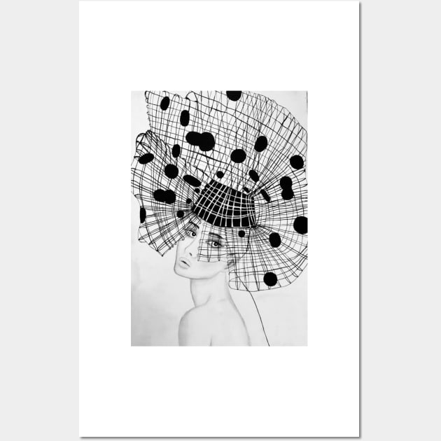 Black and White Fashion headpiece polka dot Wall Art by aureliaazreal